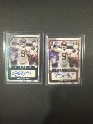 Bryce young base auto and green auto pro set football 2021