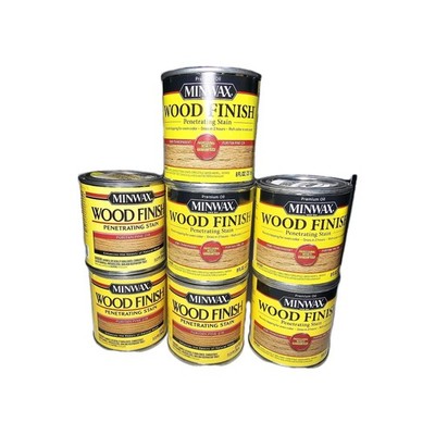 (7) Lots Minwax Puritan Pine Wood Finish Penetrating Stain - 8 Fl Oz 1/2 Pt