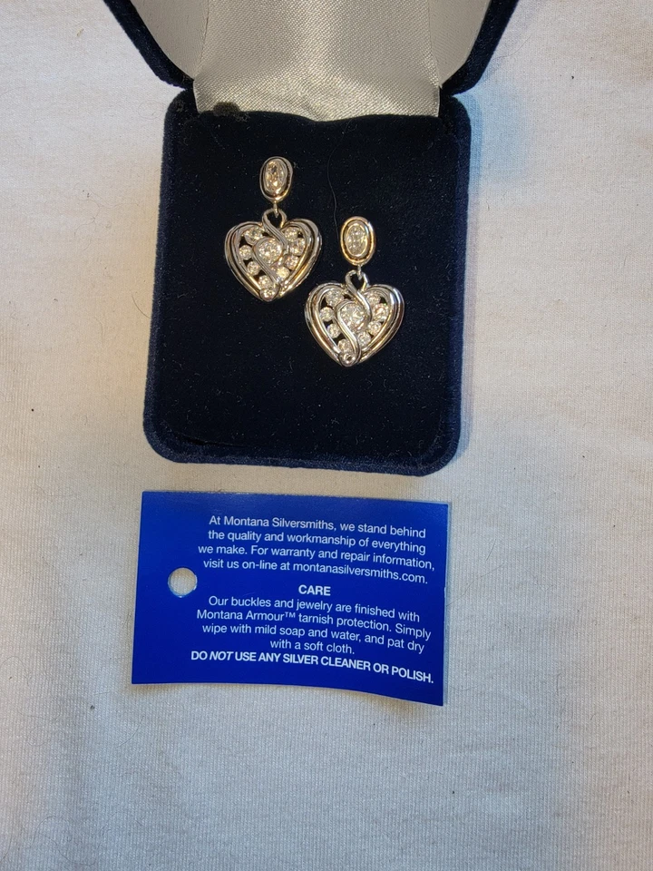 Pendientes de corazón y cristal de platero Montana 925 nuevos en caja Foto 2 de 2