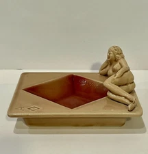 Shafford, Risqué Ace of Diamonds, Porcelain Ashtray, 4.75" x 3.75"