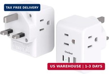 2 Pack US to UK Ireland Travel Plug Adapter, Type G Power Plug Adapter with 3 Ou