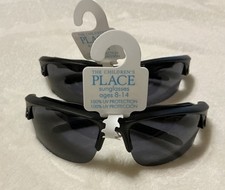 NEW 2 Pairs Boys Youth Children's Place Black Sports Sunglasses Lot Age 8-14