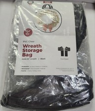 Zober Set Of 2 Wreath Storage Bags Clear PVC For 24" Wreath Black Dual Zipper
