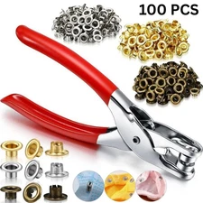 100 PCS Grommet Eyelet Pliers Kit Grommet Tool Kit for Leather/Belt/Shoes/Crafts