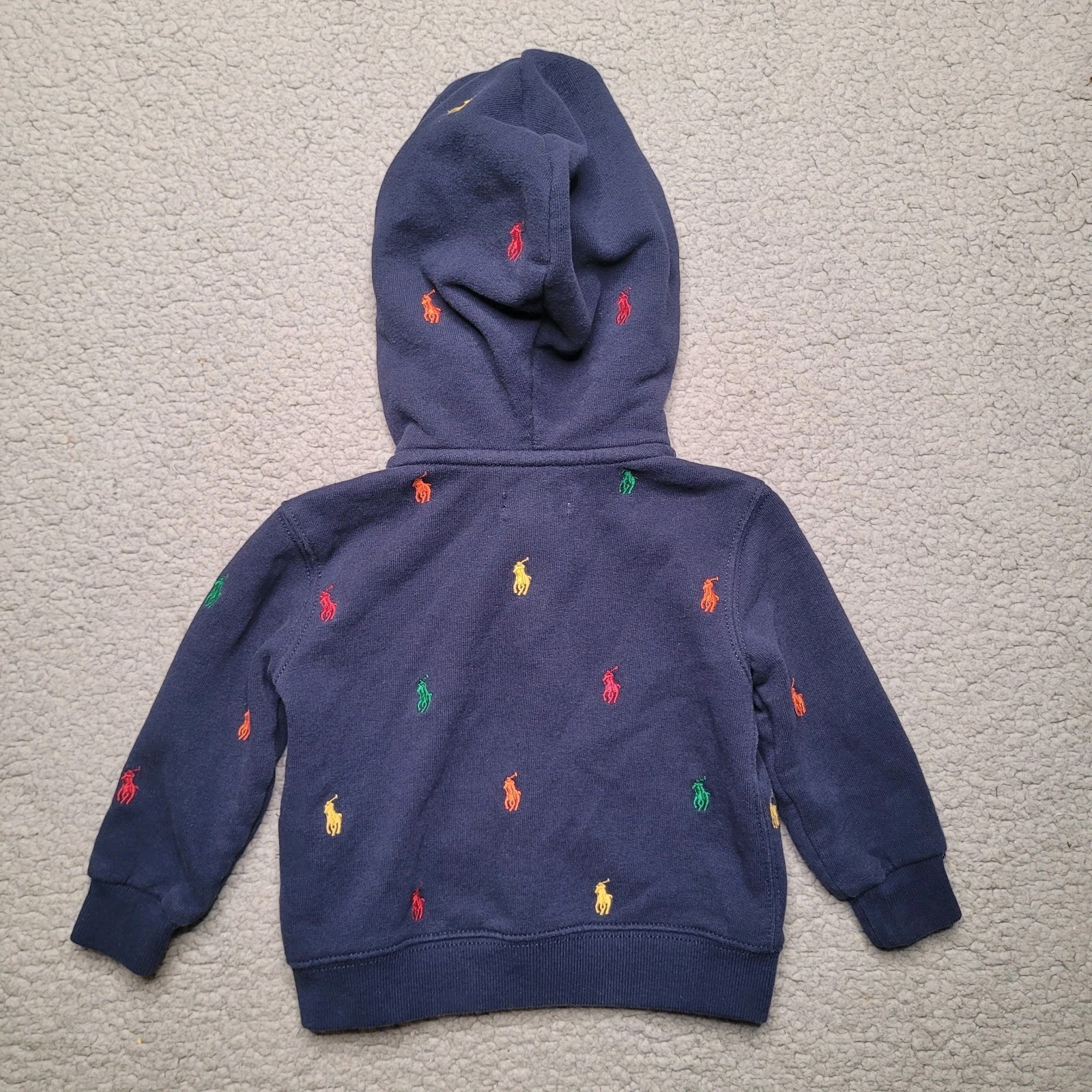 Giacca Ralph Lauren 12M blu navy polo pony pile full zip cappuccio ricamato