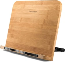 Large Foldable Bamboo Book Stand Adjustable Reading Book Holder for Cookbook
