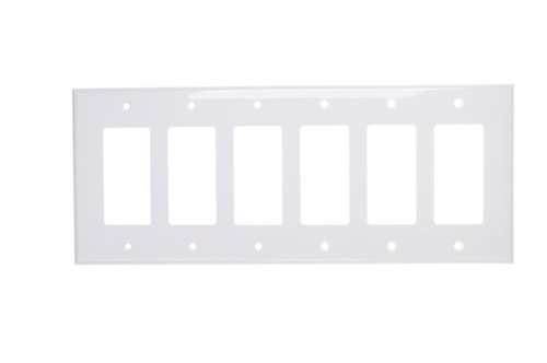 (1 pc) NEW Decorator 6-Gang Wall Plate Cover WHITE Lexan Unbreakable Six Decora - 第 1/1 張圖片