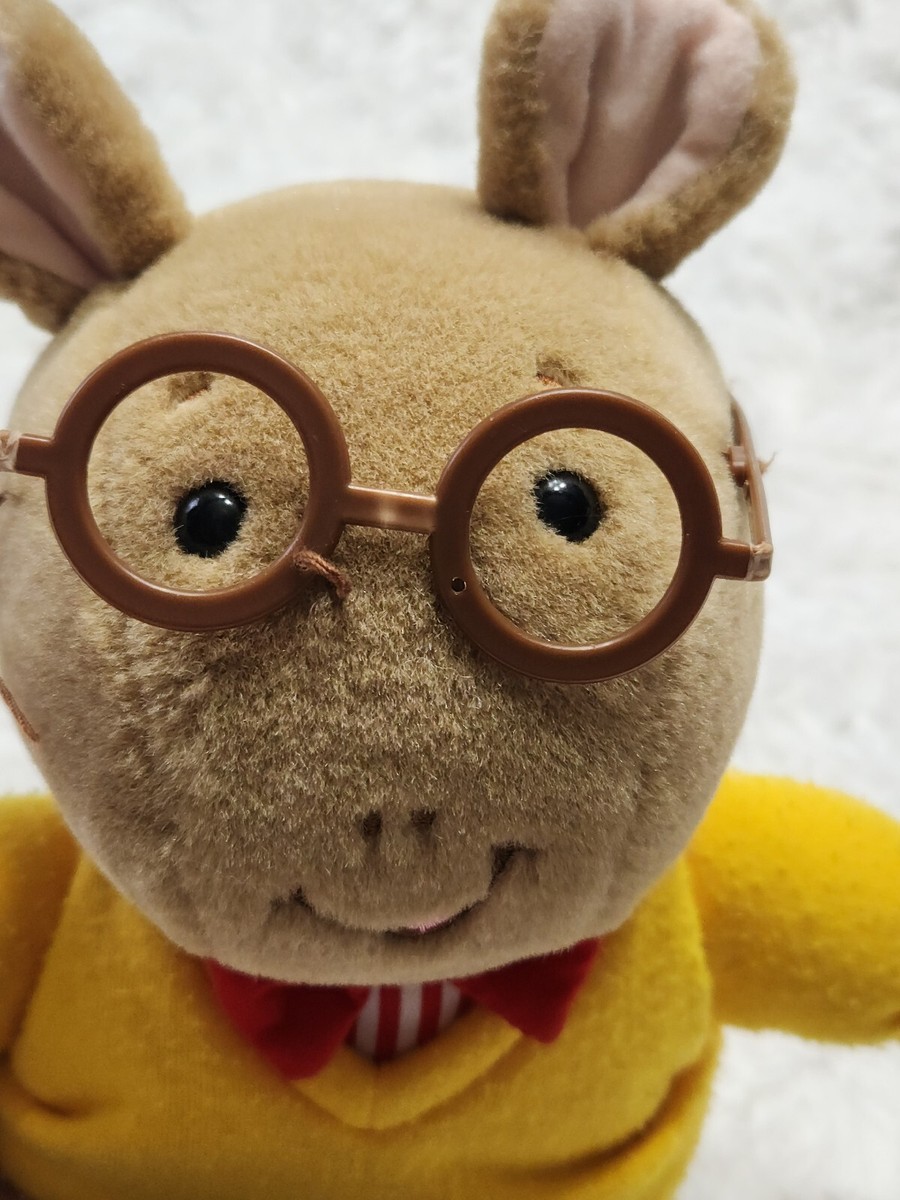 Vintage 90s Arthur From PBS Kids Stuffed Plush With Glasses And