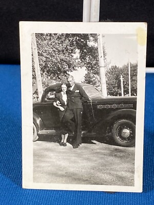 Well Dressed Young Couple Old Car Aurora Nebraska c. 1940 VTG Photo Lt#15
