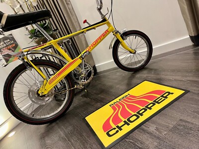 Gelbe Raleigh Chopper Fahrrad Fußmatte Garage Werkstatt Mancave