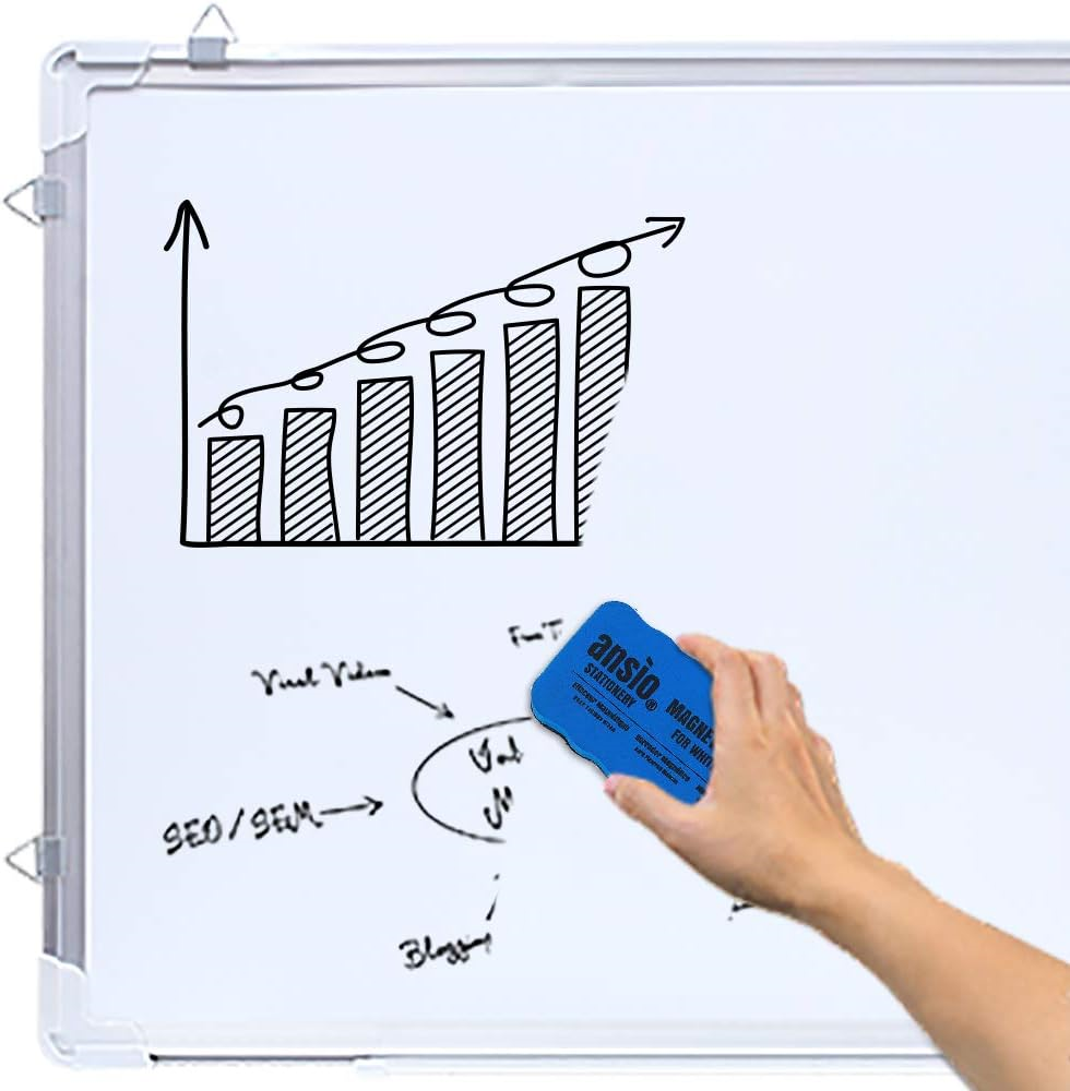 ANSIO Dry Wipe Whiteboard Marker Pen Set with Eraser, White