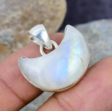 Rainbow Moonstone Gemstone Handmade 925 Sterling Silver Pendant Jewelry