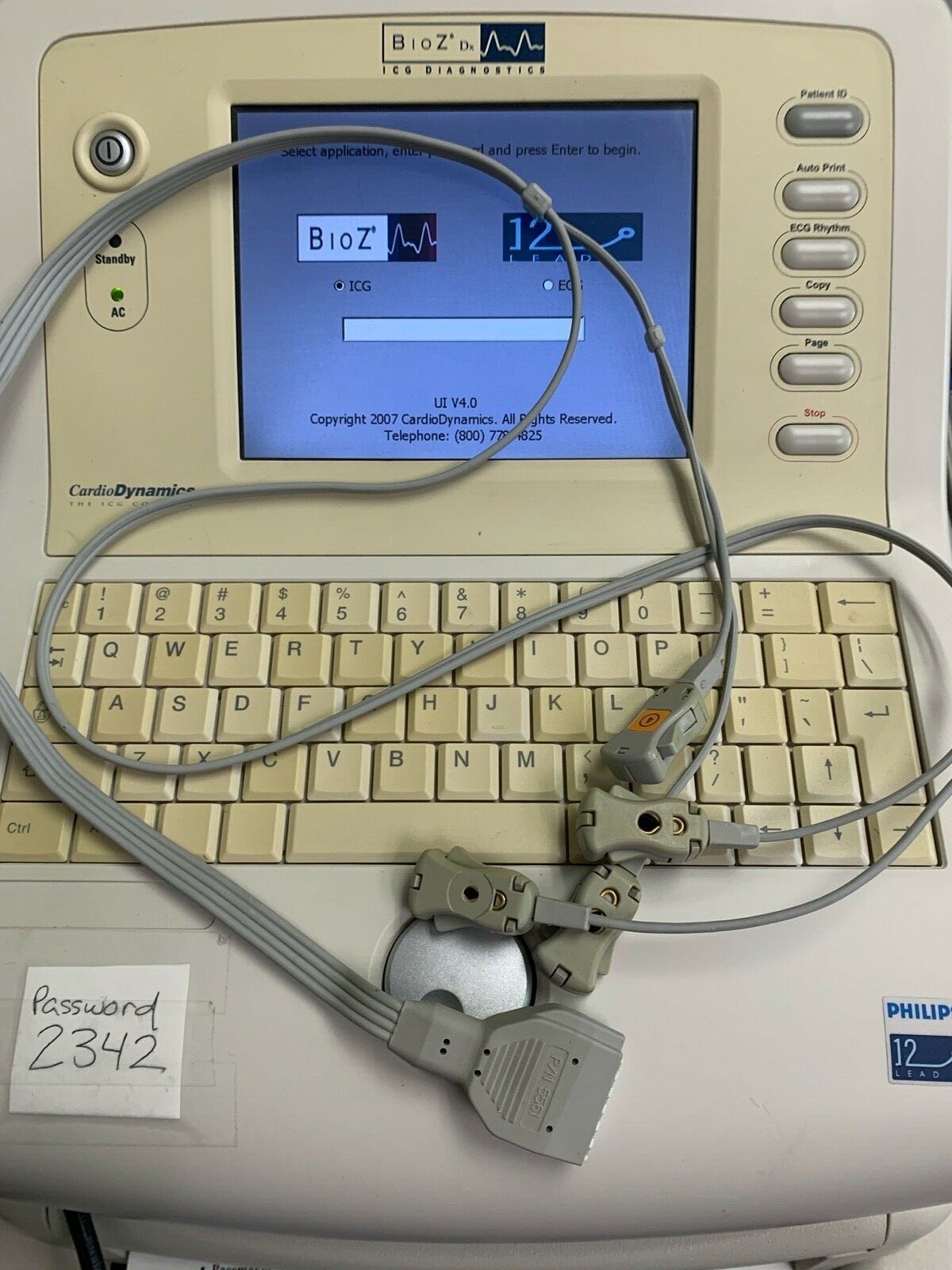 PHILIPS CARDIO DYNAMICS BIOZ DX ICG DIAGNOSTICS ECG AND EKG