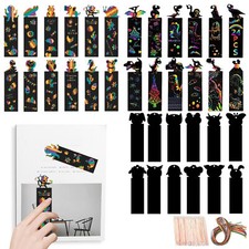36x Scratch Art Bookmark Kit Children's Art & Craft Fun Kids Home Activity Gift