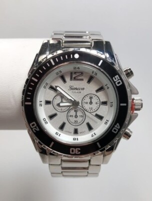 NEW Geneva Platinum 2839 Men's Lucerne Collection Sleek Silver Bracelet Watch