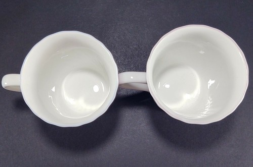 Birks Pink Blue Coffee Mugs Floral on Swirl Mismatched Grandmillennial Set of 2 - Picture 5 of 8