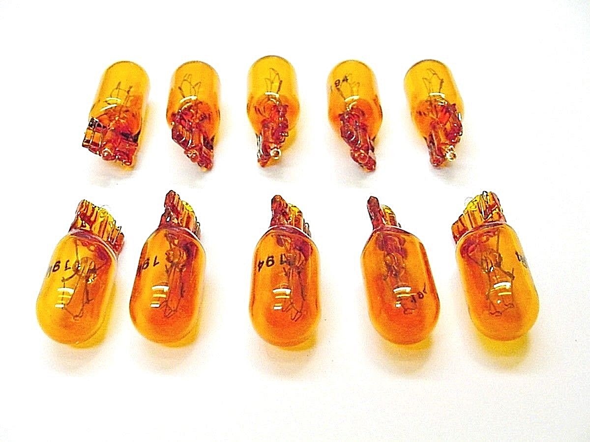 Box 10 Amber 194A Mini Wedge Side Marker License Plate Light Bulbs