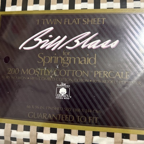 VTG Bill Blass Springmaid 200 Thread Twin Flat Sheet Intertwine Black New - Picture 2 of 4