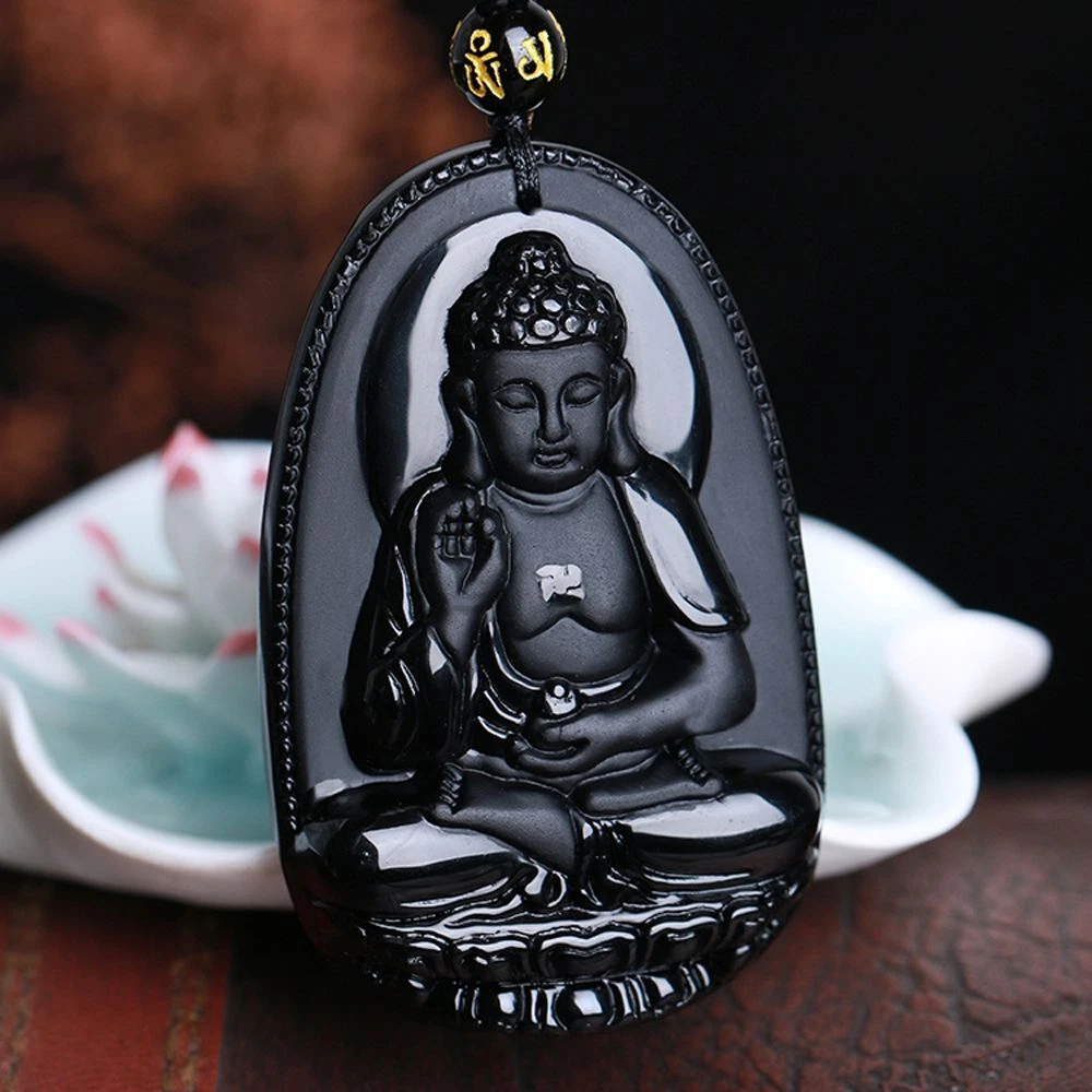 Obsidian buddha pendant outlet