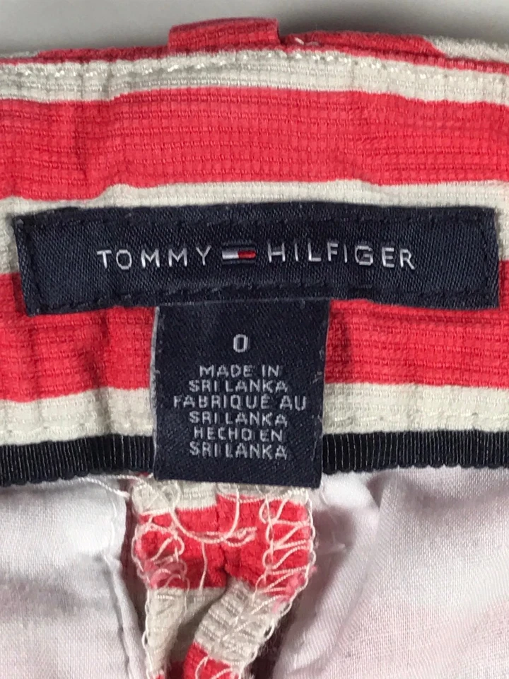 Pantalones Cortos Tommy Hilfiger Mujer Talla 0 Pequeñas Rayas Rosa y Blanco Foto 3 de 4