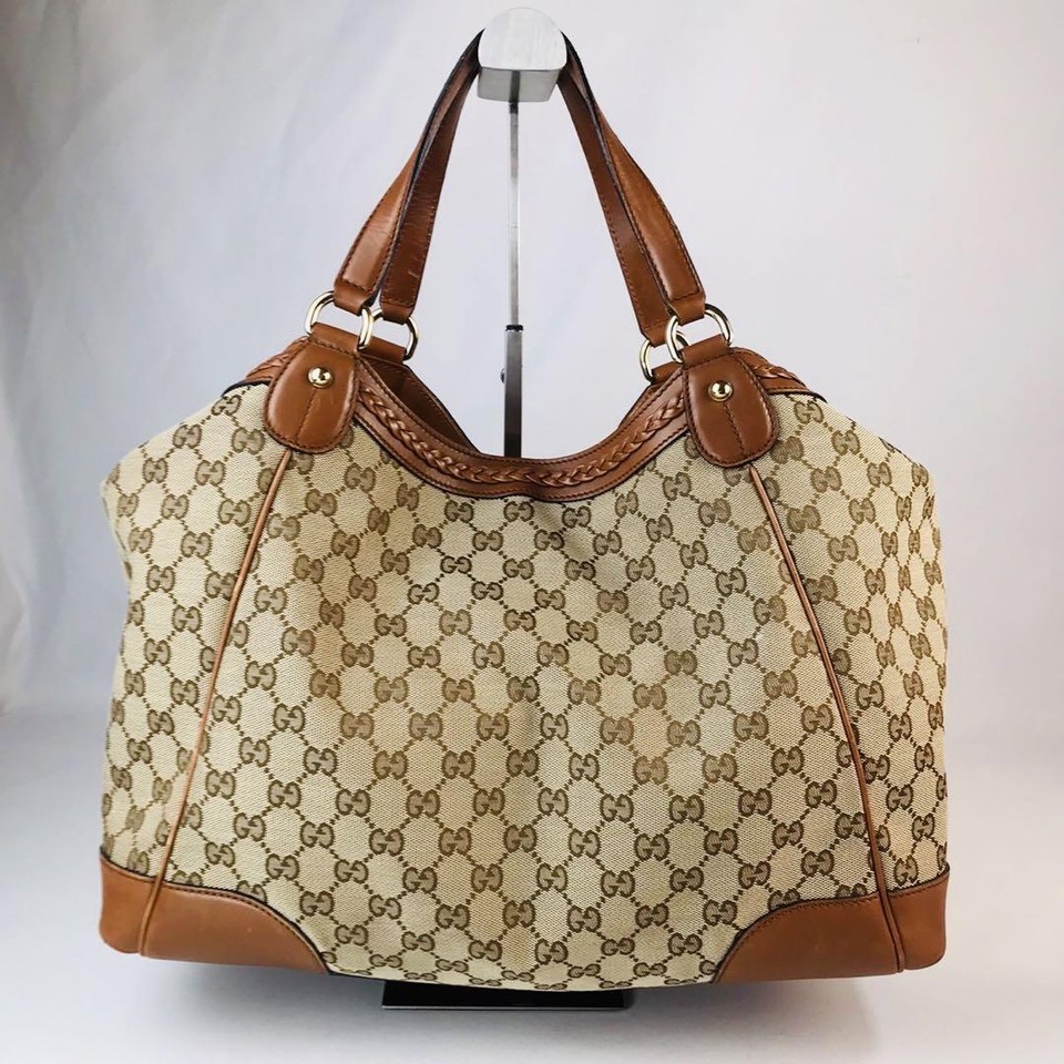GUCCI GG canvas tote bag in beige, genuine leather [genuine] from japan