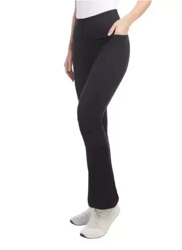 Jockey Women's High Rise Moisture Wicking Flare Yoga Pants, Black XL