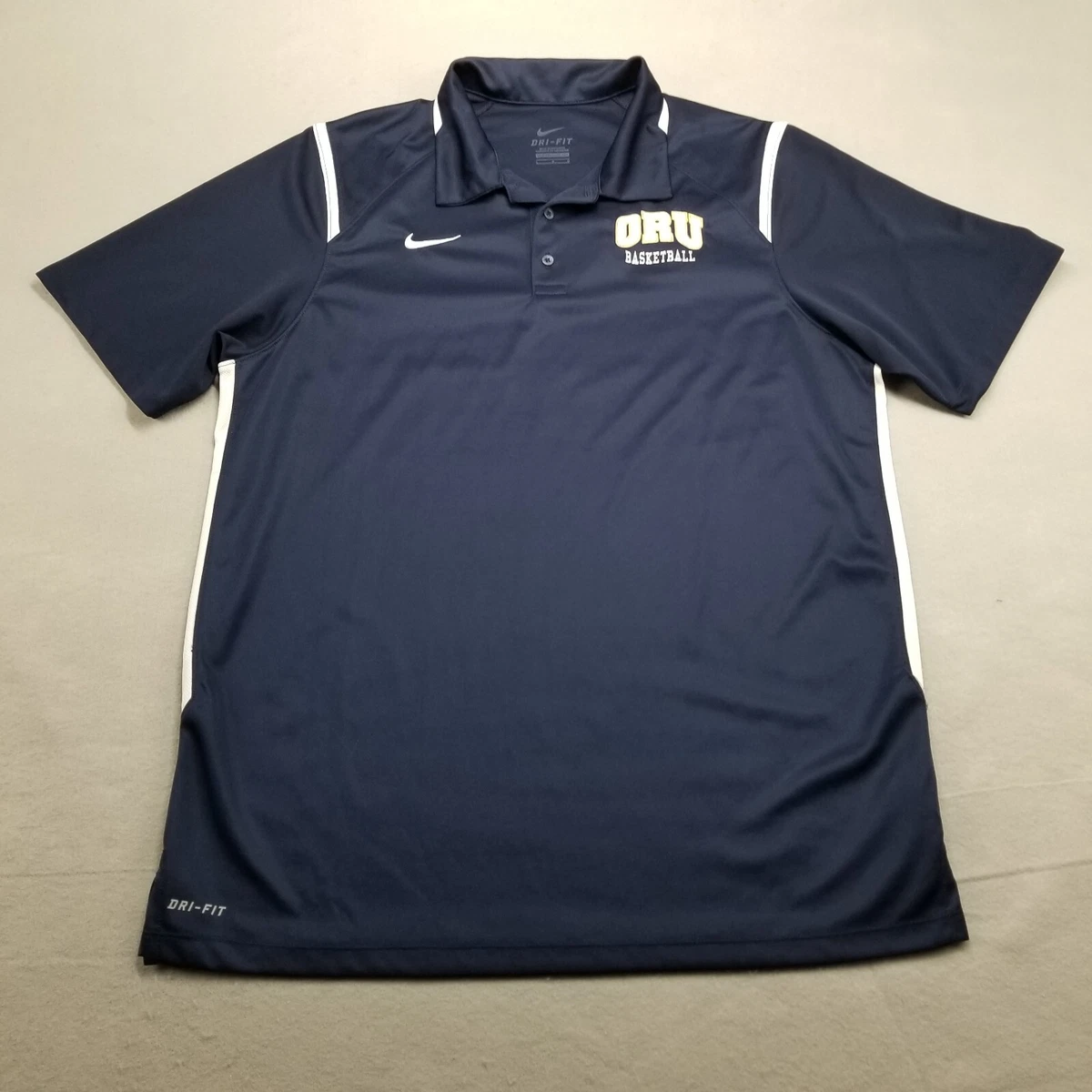 ORU Golden Eagles Nike Polo Shirt Mens L Blue Basketball Swoosh