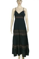 Urban Outfitters Striped Pattern Sleeveless Navy Tie Waist Maxi Dress Summer M