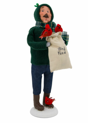 Byers Choice Father w/Cardinal & Sack of Bird Feed Family Man Caroler MINT