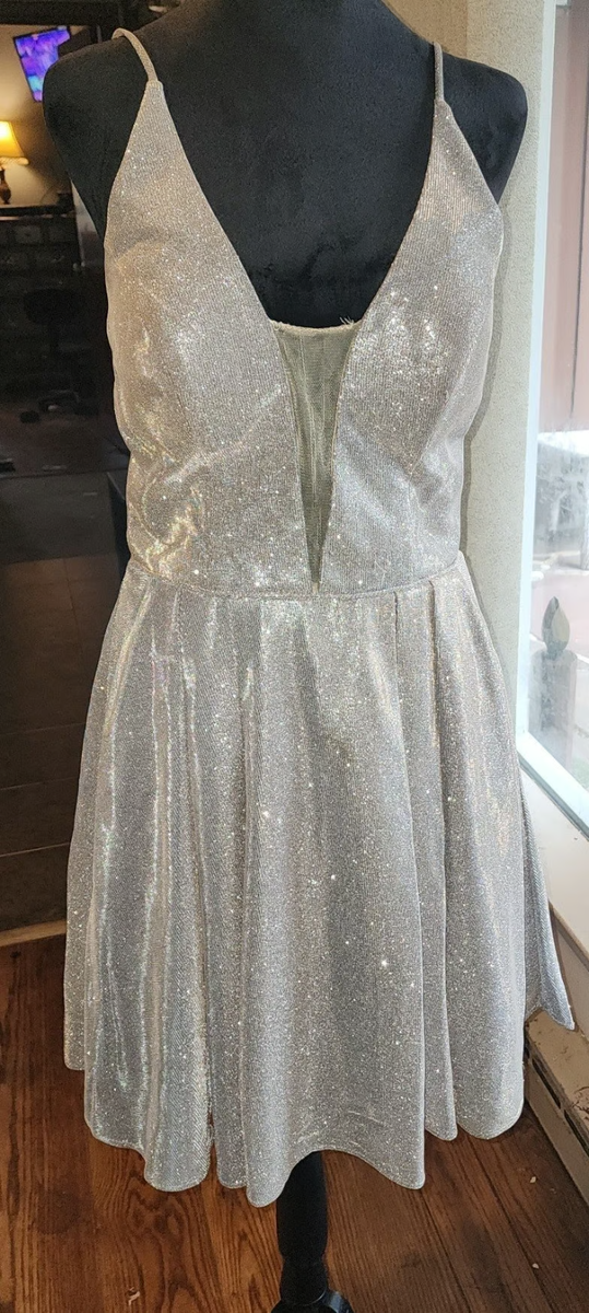 Beautiful Silver Prom Dress with Pockets by Jovani | eBay