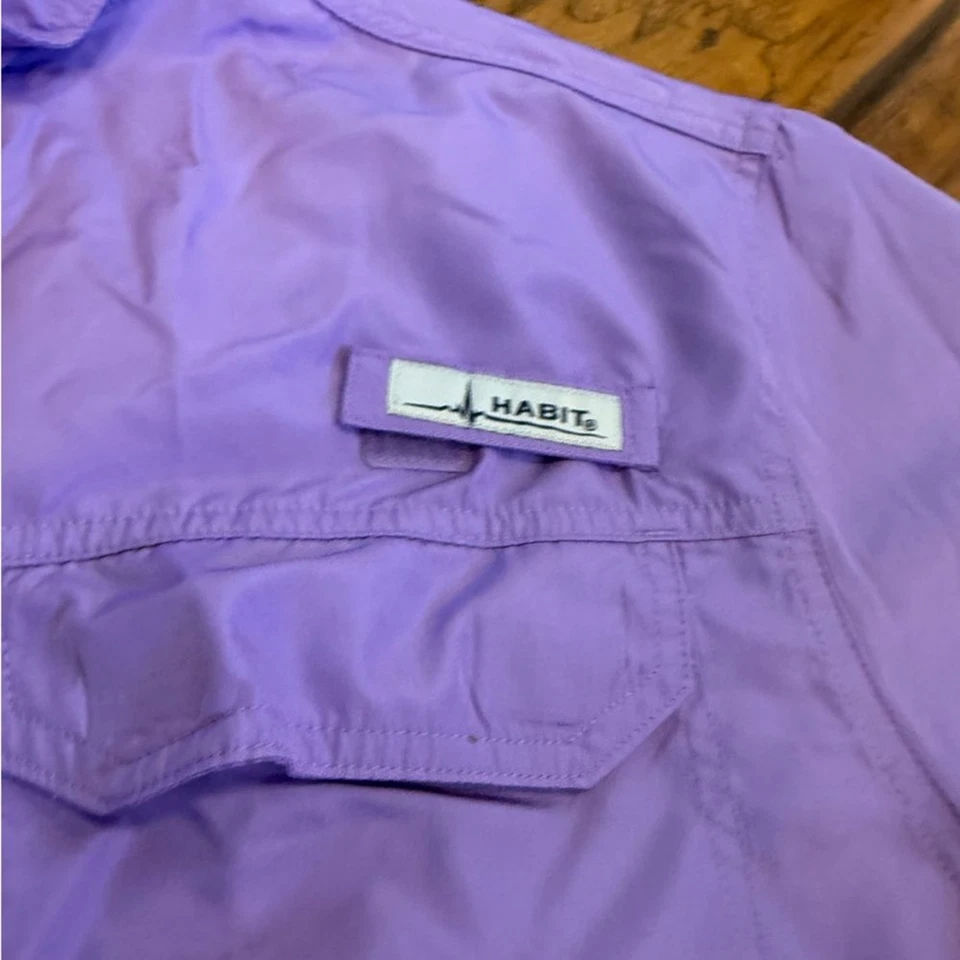Habit Fishing Shirt mens Large purple vented button up Solar Factor performance - Image 3 of 4