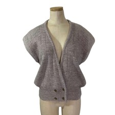 Tan Jay Women's Vintage Knit Vest Light Brown Button Bottom Sz M Medium