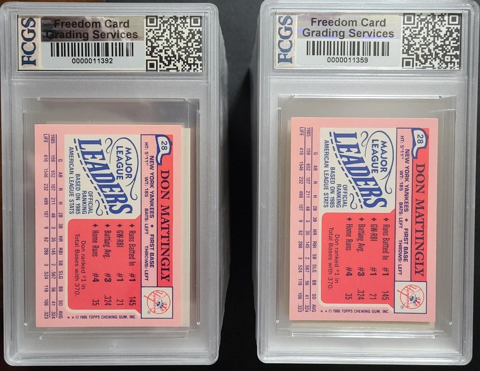 1986 Topps Mini Don Mattingly #28 Graded FCGS 9 MINT - Image 2 of 3