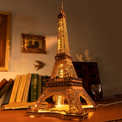 Rolife Night of the Eiffel Tower LED 4Lighting Modes 3D Wooden Puzzle Adult Gift