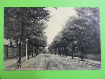 Vintage c1908 Cavendish Road Sutton Surrey Echtfoto Postkarte - Sutton Stempel