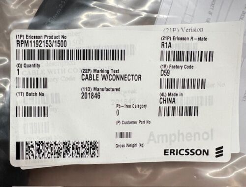 RPM1192153/1500 or RPM 119 2153/1500 Ericsson Signal Cable with Connectors, NEW - Picture 1 of 2