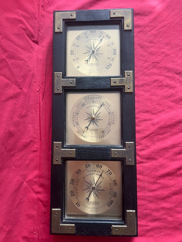 Vintage Springfield  Barometer-Thermometer- C&F Humidity Meter  Made in USA.