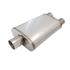 Muffler Oval 2.5 Inch Center In 2.5 Dual Out Stainless Steel Exhaust Muffler Oval 2.5 Inch Center In 2.5 Dual Out Stainless Steel Exhaust