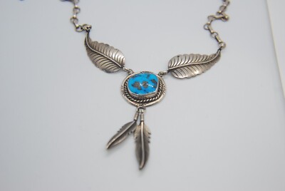 INDIANERSCHMUCK  Navaro  COLLIER   925 SILBER  + TÜRKIS signiert