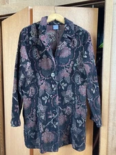 CMC (Size L) Artsy Black Floral Jacket Coat Boho Unique Creative