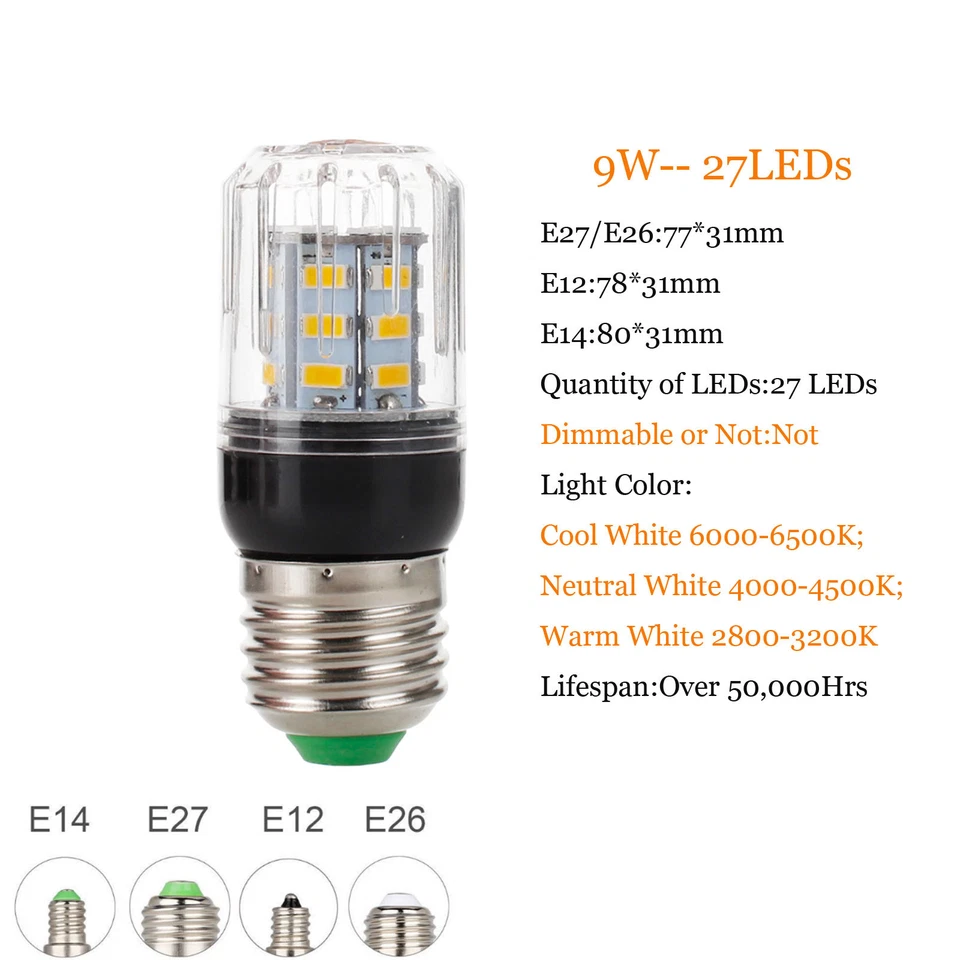 E27 E14 B22 5730 SMD LED Corn Bulb Light  9W 12W 15W 20W 25W 30W 35W Bright Lamp - Image 3 of 4