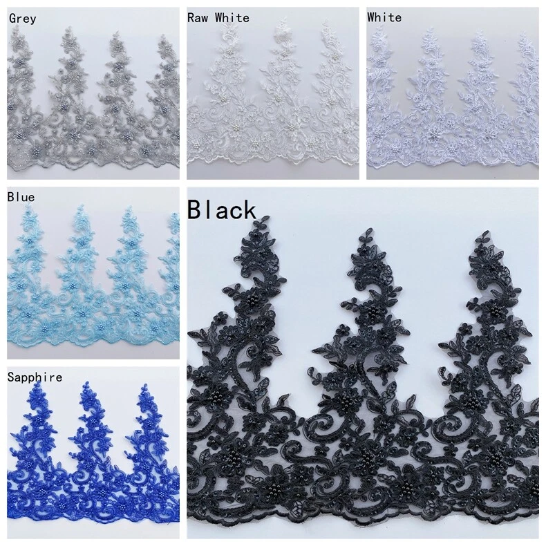 Aplique de vestido de novia con cuentas de lentejuelas bordadas con adornos de encaje de 90 cm hágalo usted mismo costura artesanal Foto 3 de 4