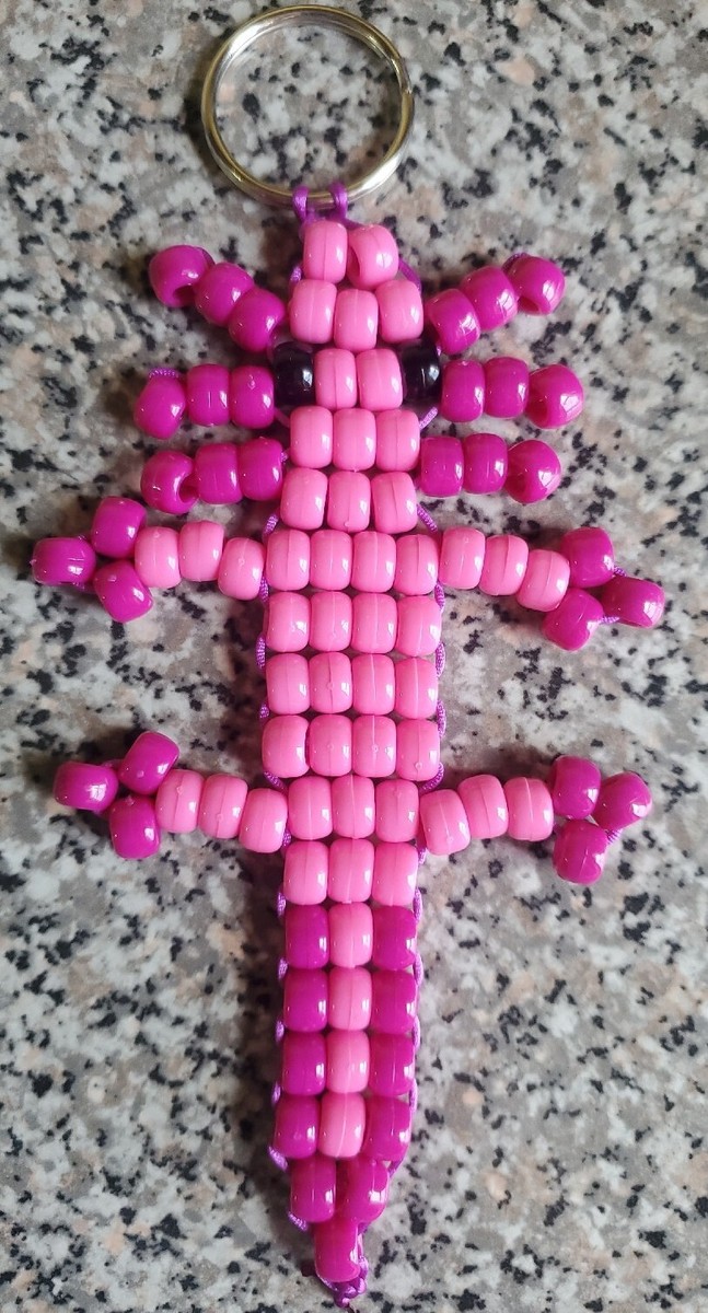 Axolotl × in Sea Creature/Amphibian Pony Beads Keychain