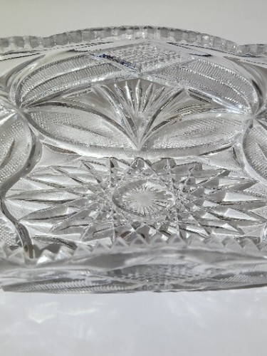 Vintage American Brilliant Cut Oval Relish Candy Nut Bowl Dish Sawtooth Edge - Picture 3 of 8