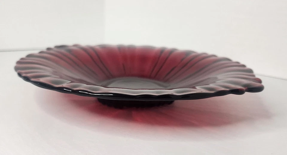 VTG Old Cafe Royal Ruby Round Mint Tray Anchor Hocking Ridges Depression Glass - Image 2 of 4