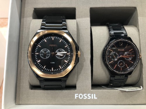 Fossil Couple Set His \u0026 Her Black 