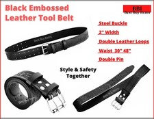 Leather Tool Belt | Heavy Duty Professional Top Quality Belt 2" Steel Buckle 