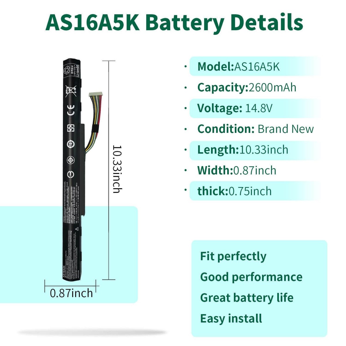 AS16A5K Battery for Acer Aspire E15 E5-575 E5-575G E5-576 N16Q2 | eBay