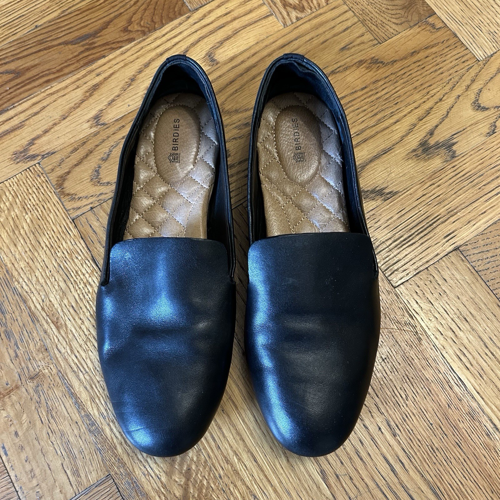 SAOLA Mocassini piatti Birdies The Starling 100% pelle nera suola comoda taglia 8