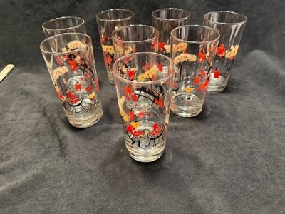 LIBBY BACKYARD BBQ VINTAGE GLASSES MCM 1950'S - set of 8